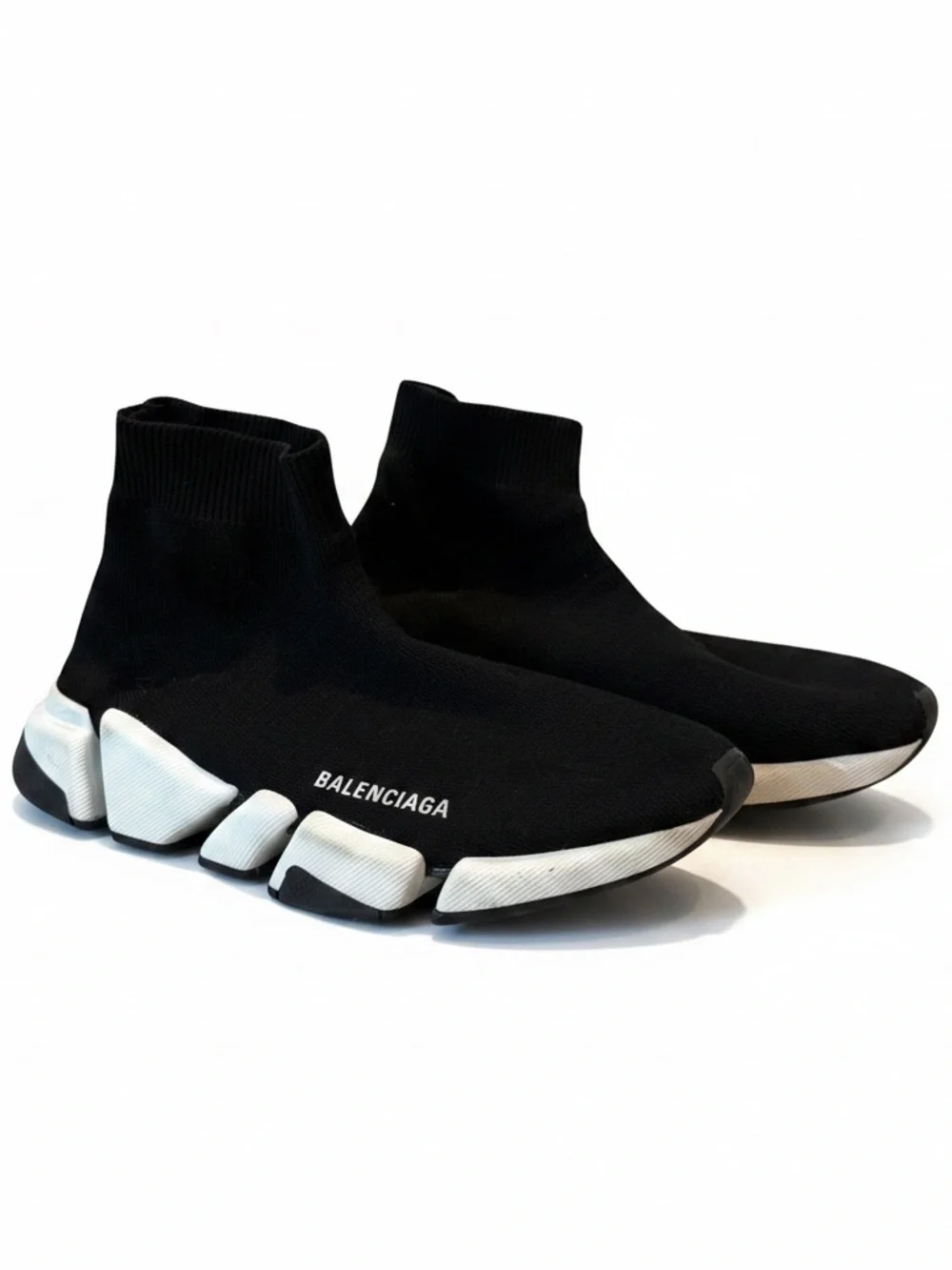 Balenciaga Black and White Speed Sock Knit Sneakers